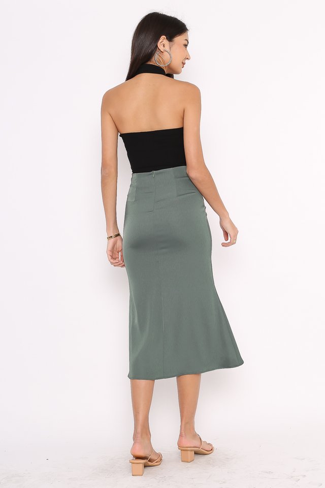 SHEA SATIN SKIRT (DARK TEAL)