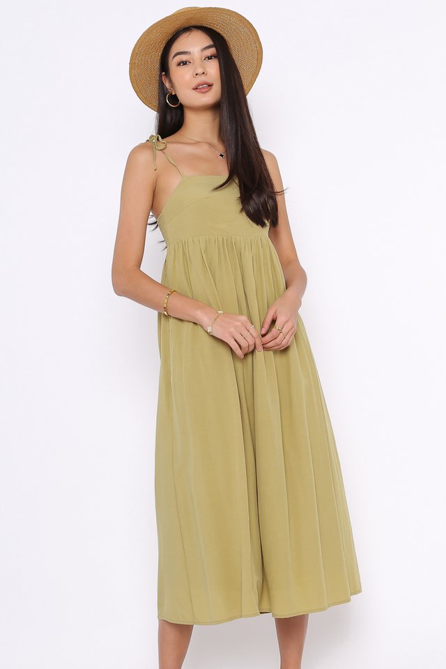 TINA TIE STRING DRESS (MUTED OLIVE)