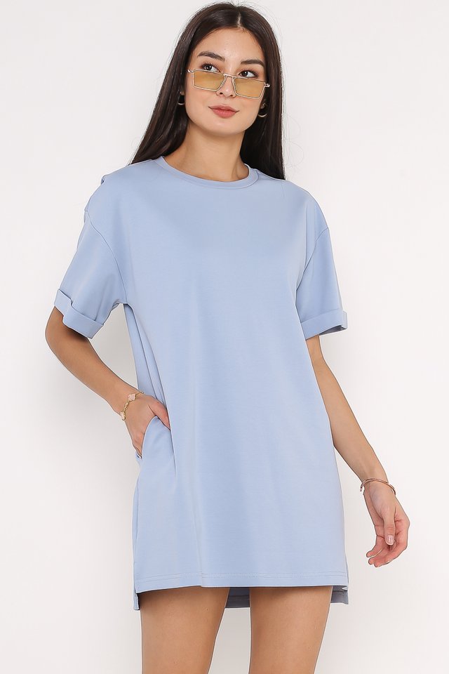 CASSIE SHIRT DRESS (LIGHT STEEL BLUE)