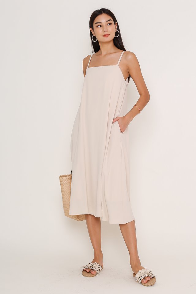 TALLULA TENT DRESS (MILK TEA BEIGE)