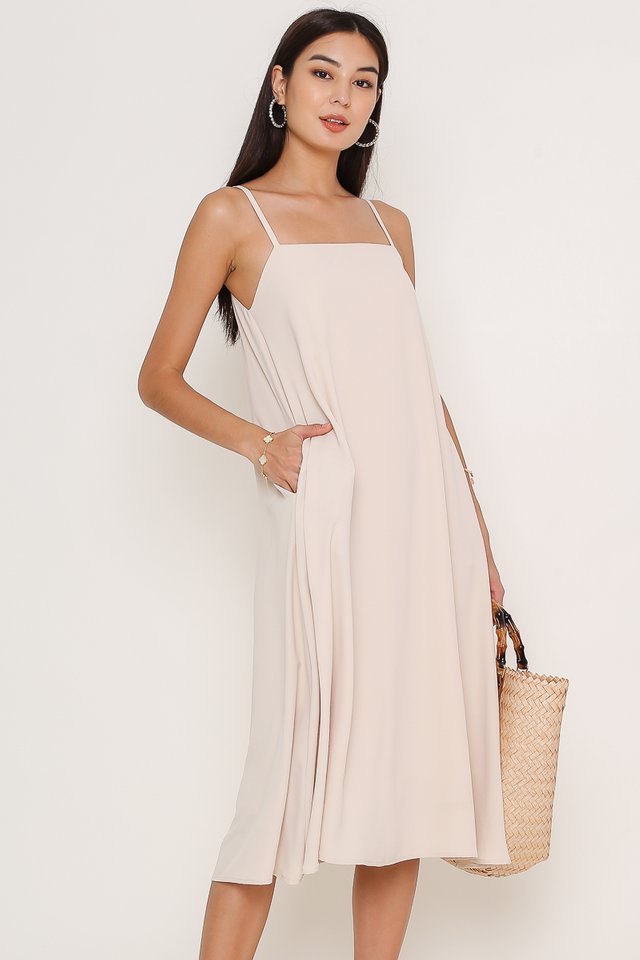 TALLULA TENT DRESS (MILK TEA BEIGE)