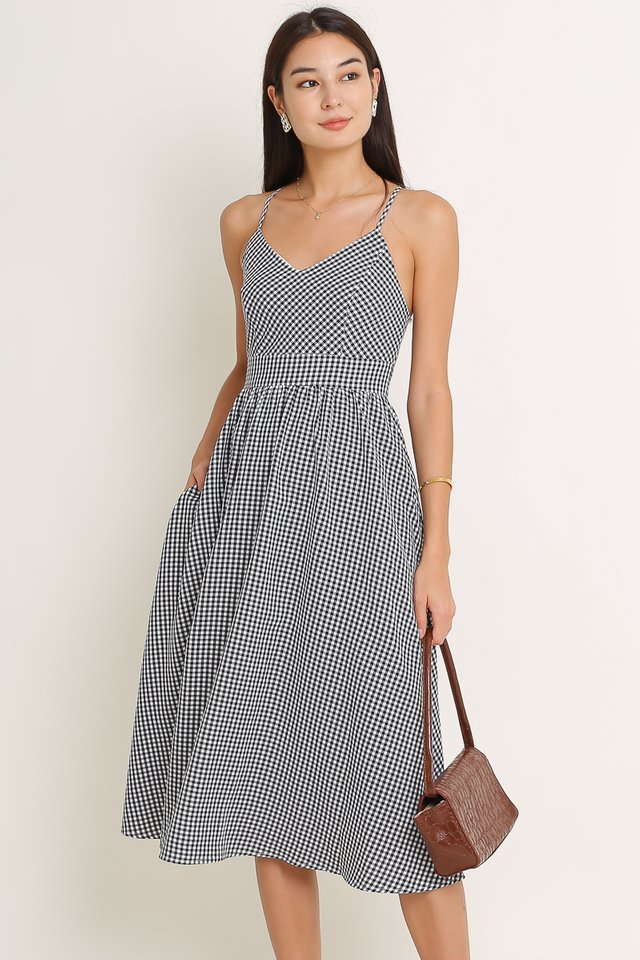 GEORGIA GINGHAM MIDI (BLACK CHECK)