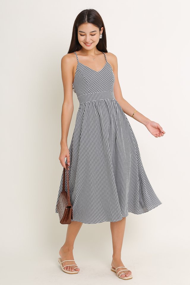 GEORGIA GINGHAM MIDI (BLACK CHECK)