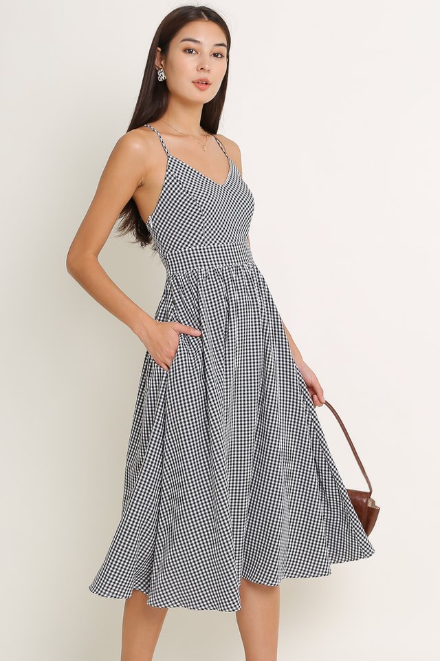 GEORGIA GINGHAM MIDI (BLACK CHECK)