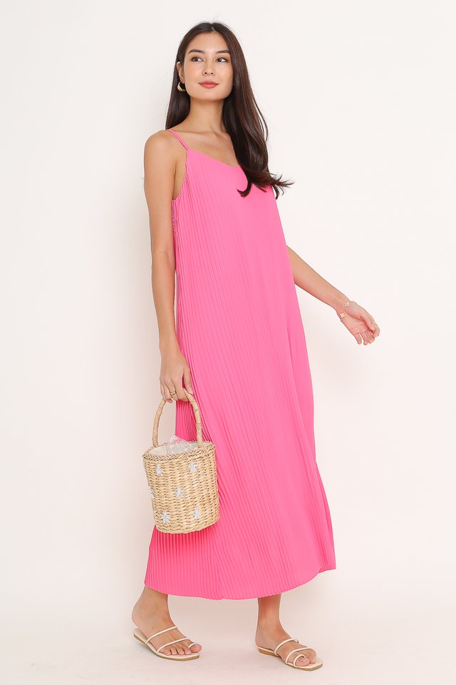 PETRINA PLEATED DRESS (HOT PINK)