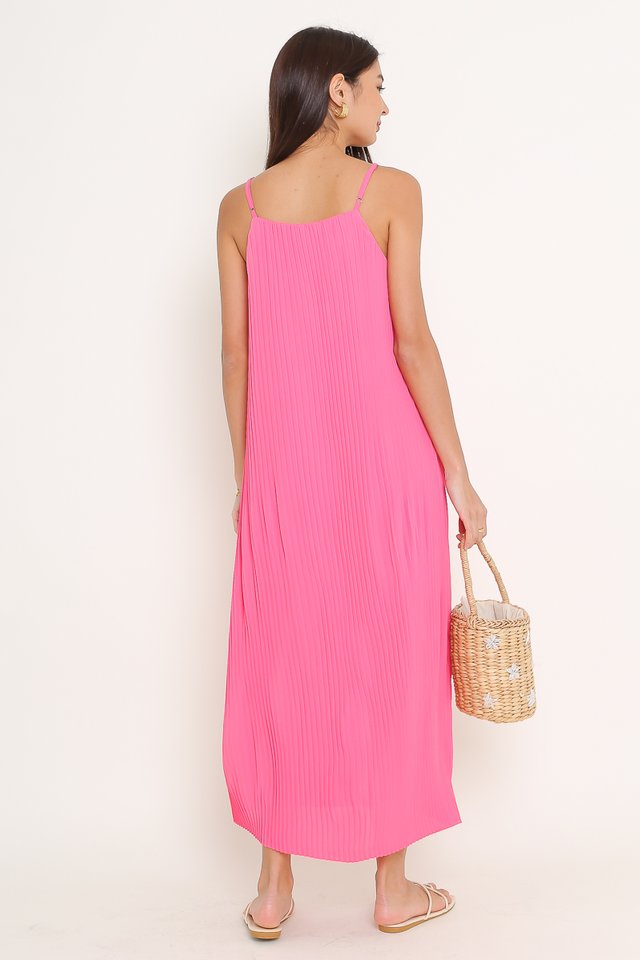PETRINA PLEATED DRESS (HOT PINK)