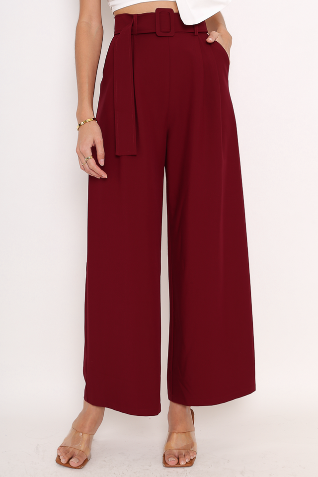 BAILEY BELTED PANTS (WINE RED)