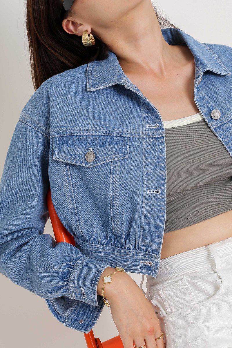COCO CROP DENIM JACKET (DARK WASH)
