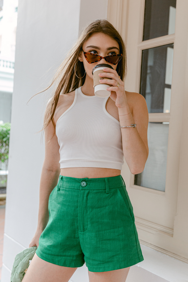 LISA LINEN SHORTS (KELLY GREEN)