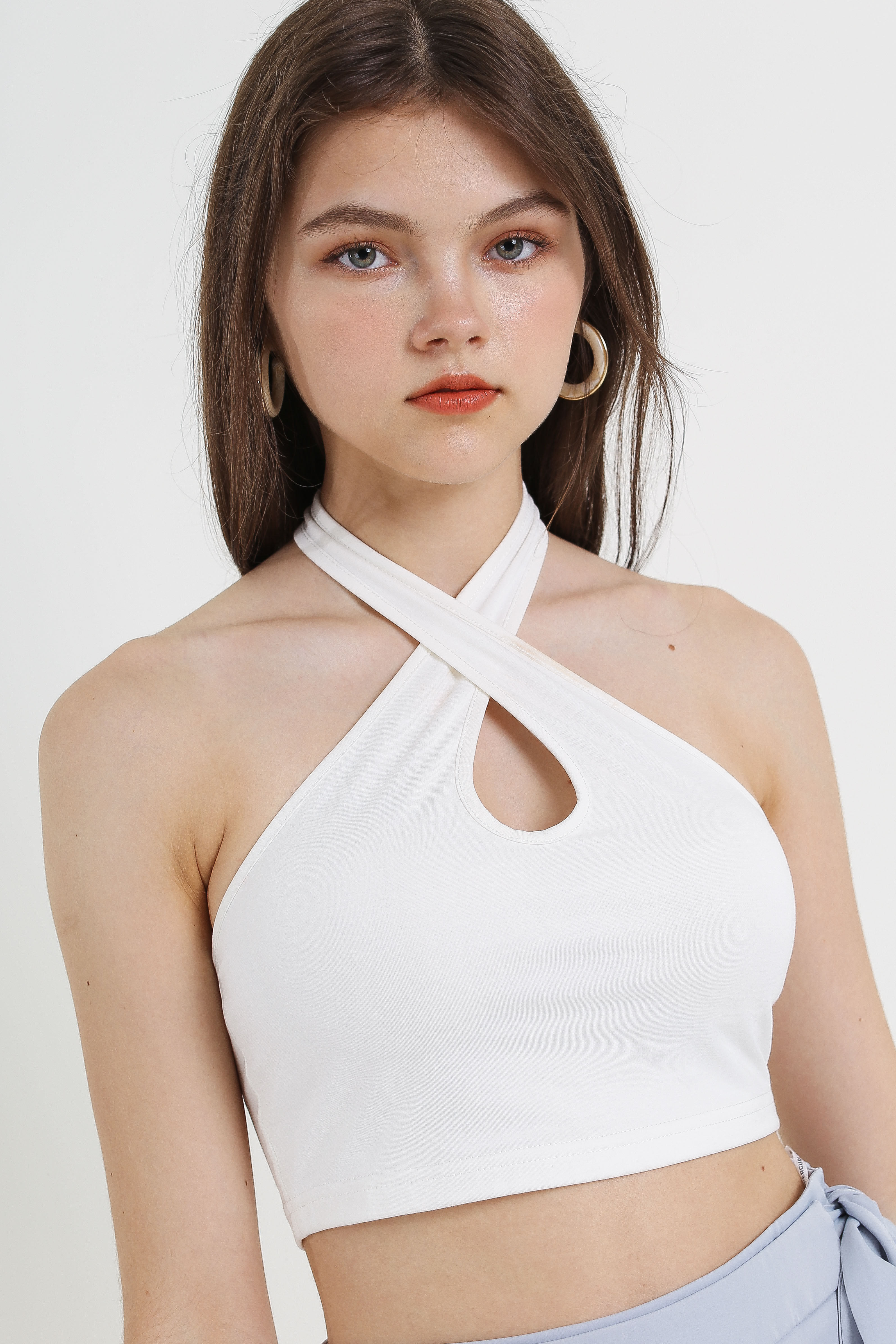 Kelly Halter Keyhole Top White