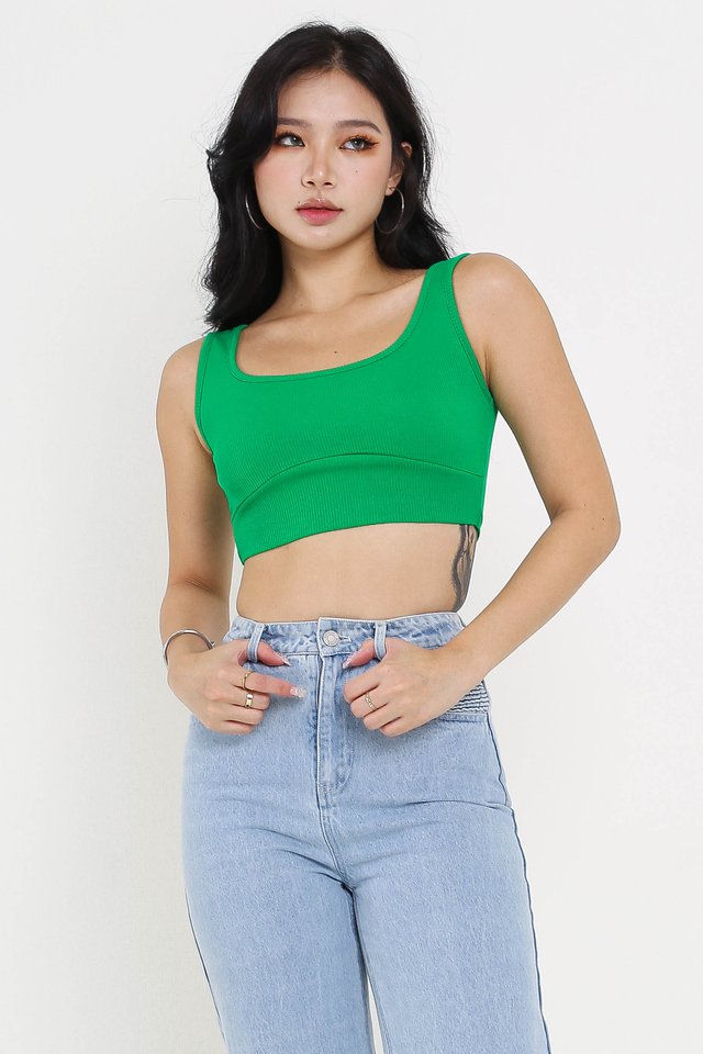 W RIBBED TOP (KELLY GREEN)