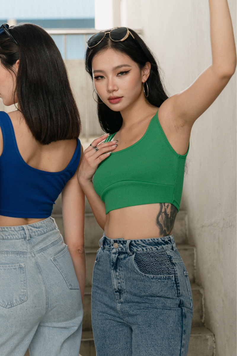 W RIBBED TOP (KELLY GREEN)