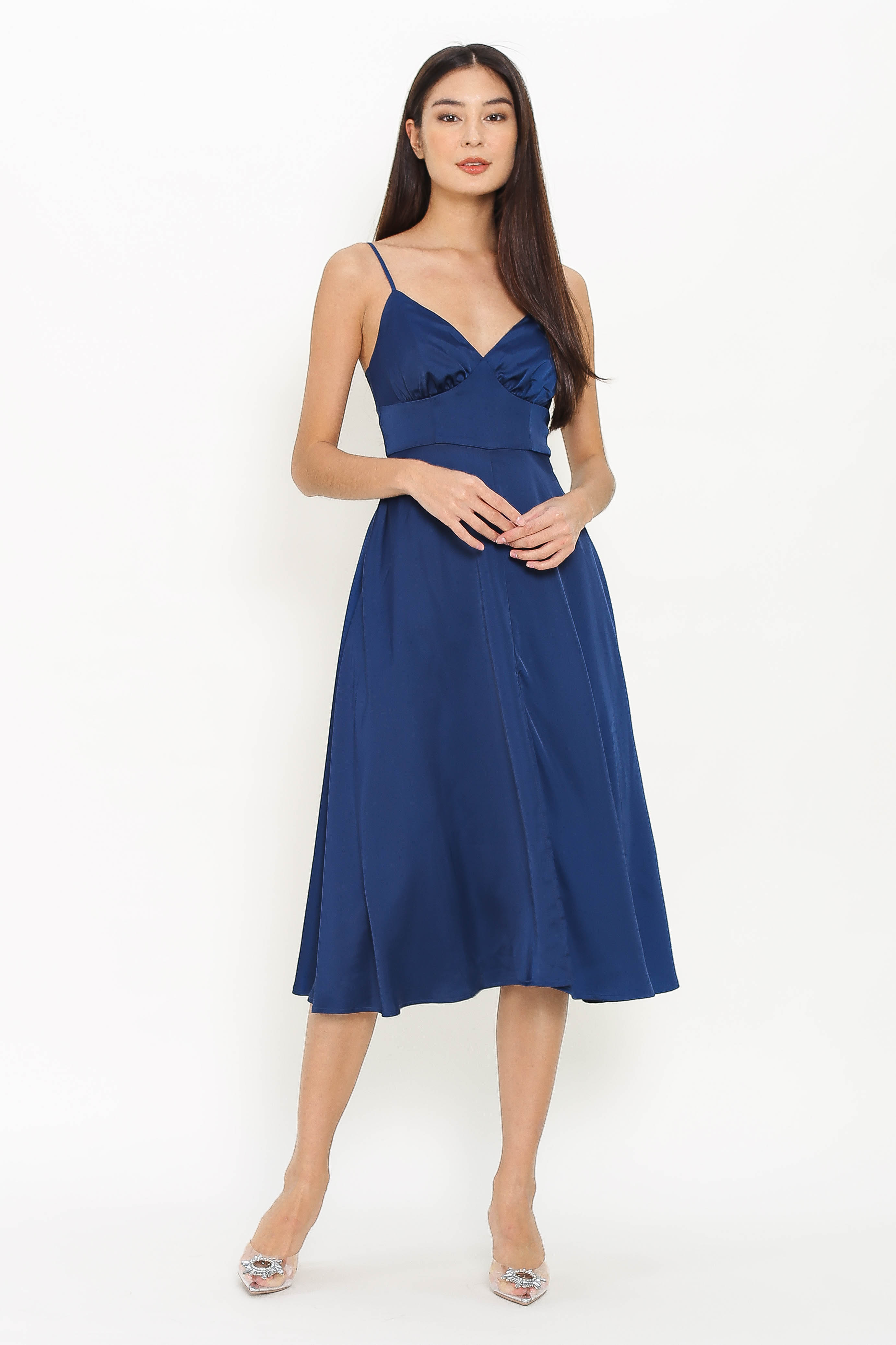 SELINA SLIT MAXI ROMPER (NAVY BLUE)