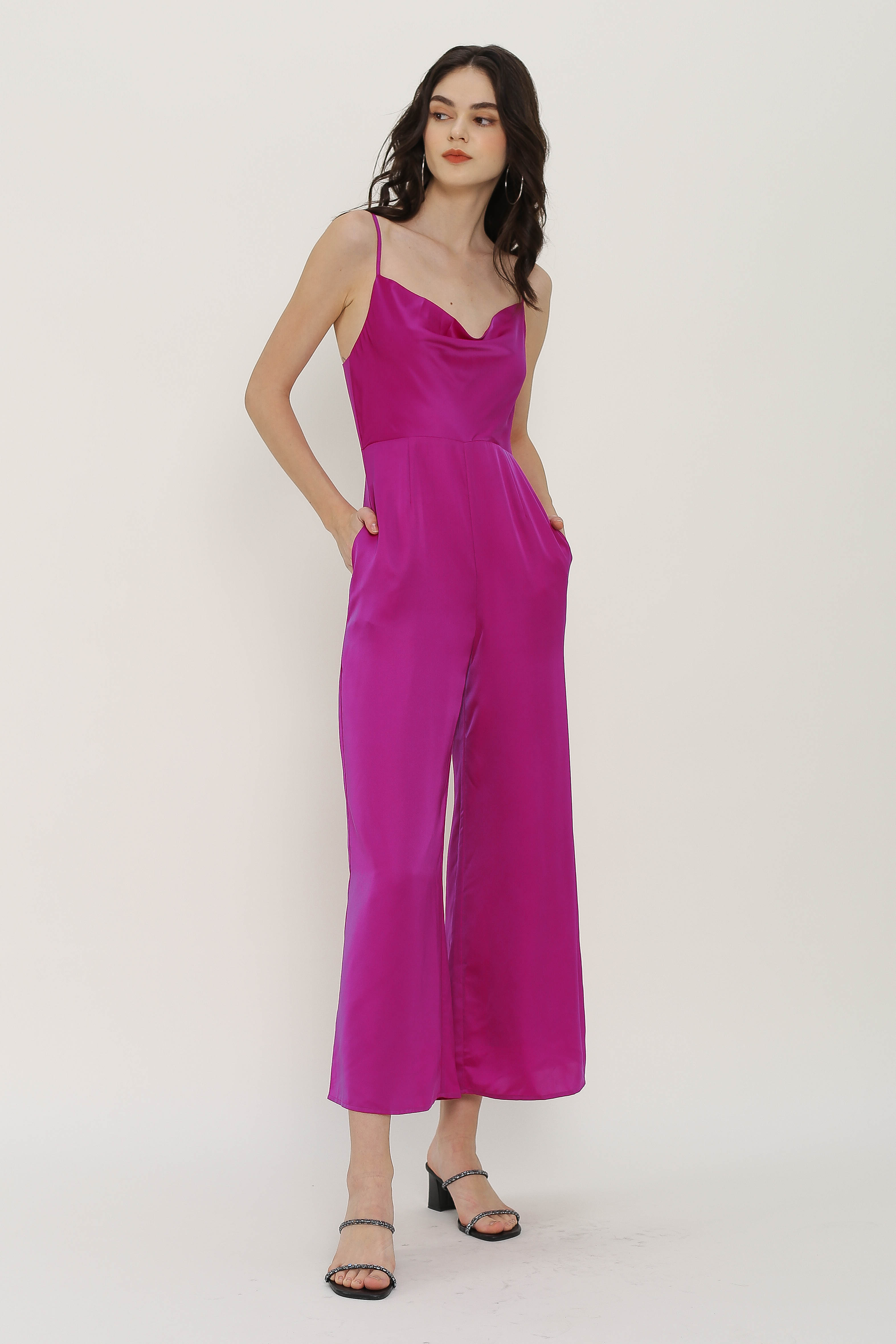 CORDELIA COWL NECK JUMPSUIT (MAGENTA)