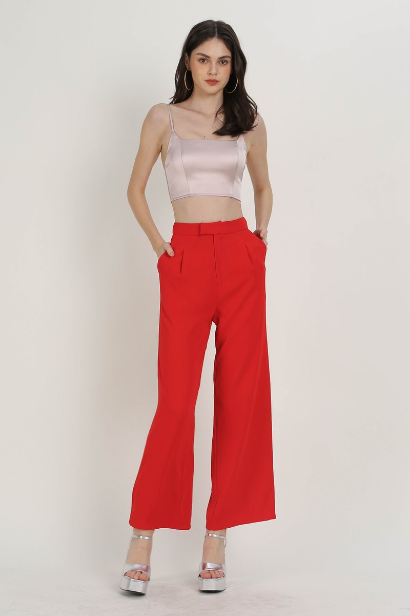 Buy Polo Ralph Lauren Women Red Cotton Twill Wide-Leg Pant Online - 979707  | The Collective