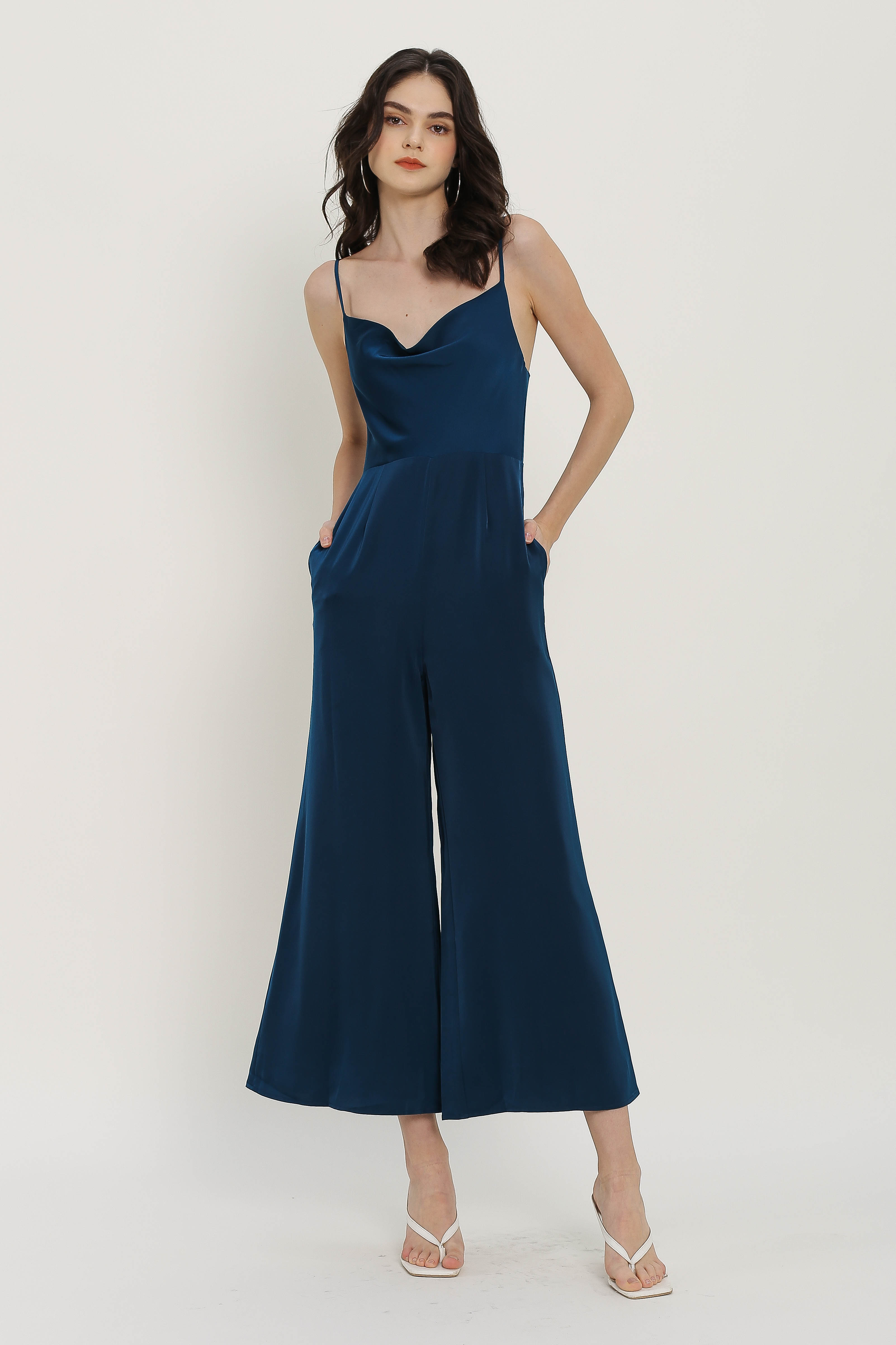 CORDELIA COWL NECK JUMPSUIT (DARK TEAL)