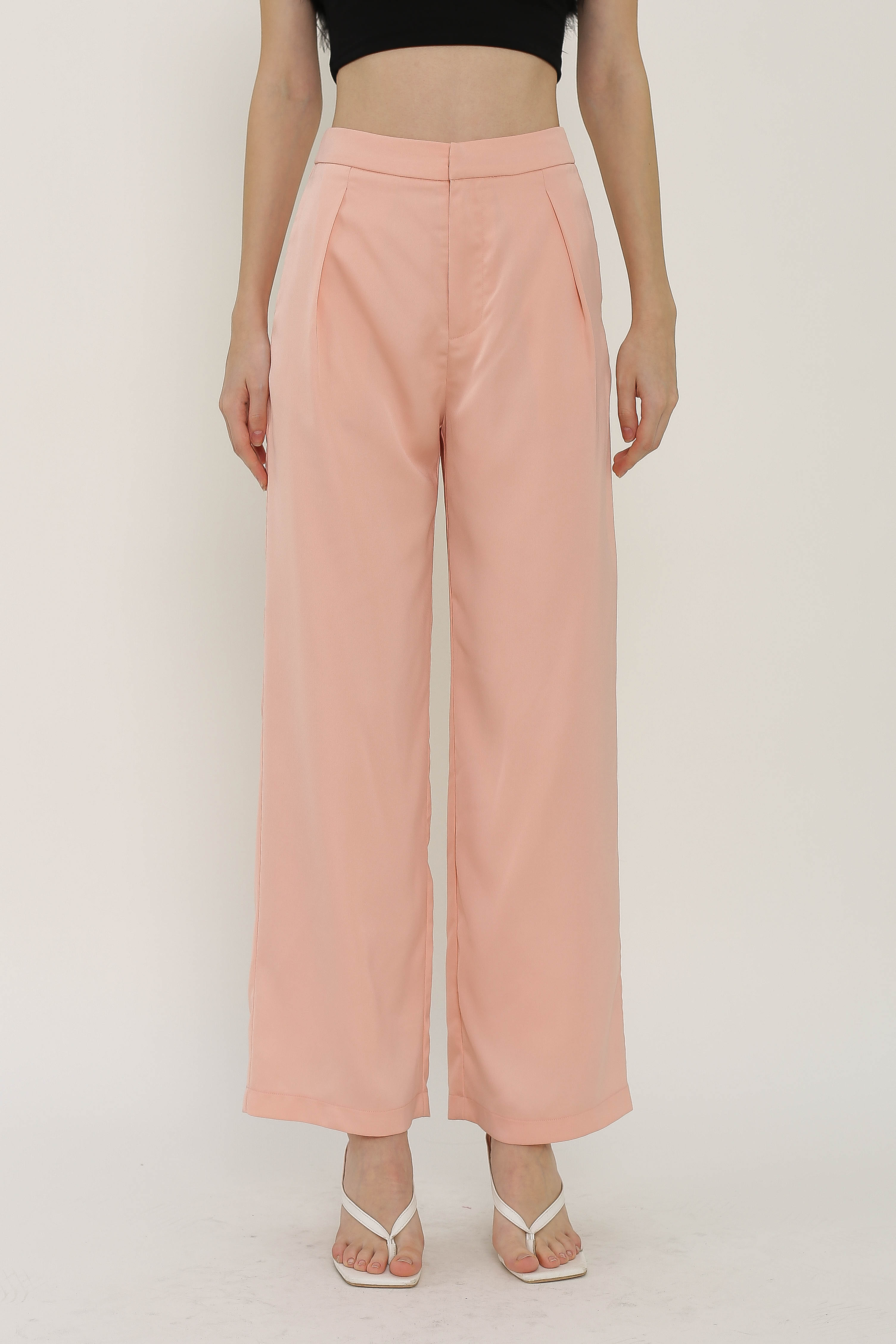 TITUS TAILORED SATIN PANTS (BLUSH PINK)