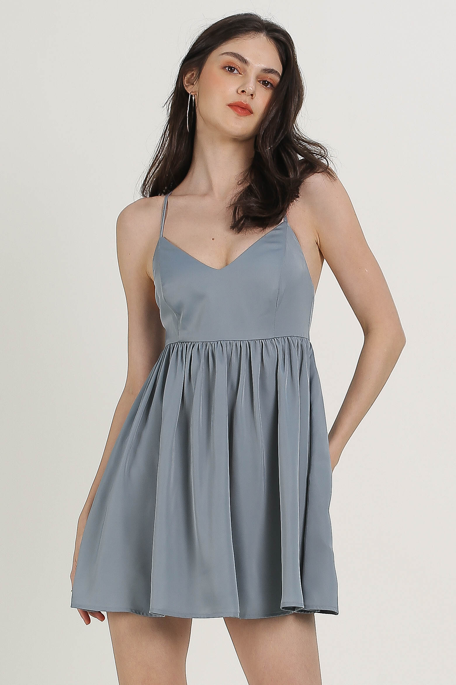 BECKY BABYDOLL DRESS (SLATE BLUE)