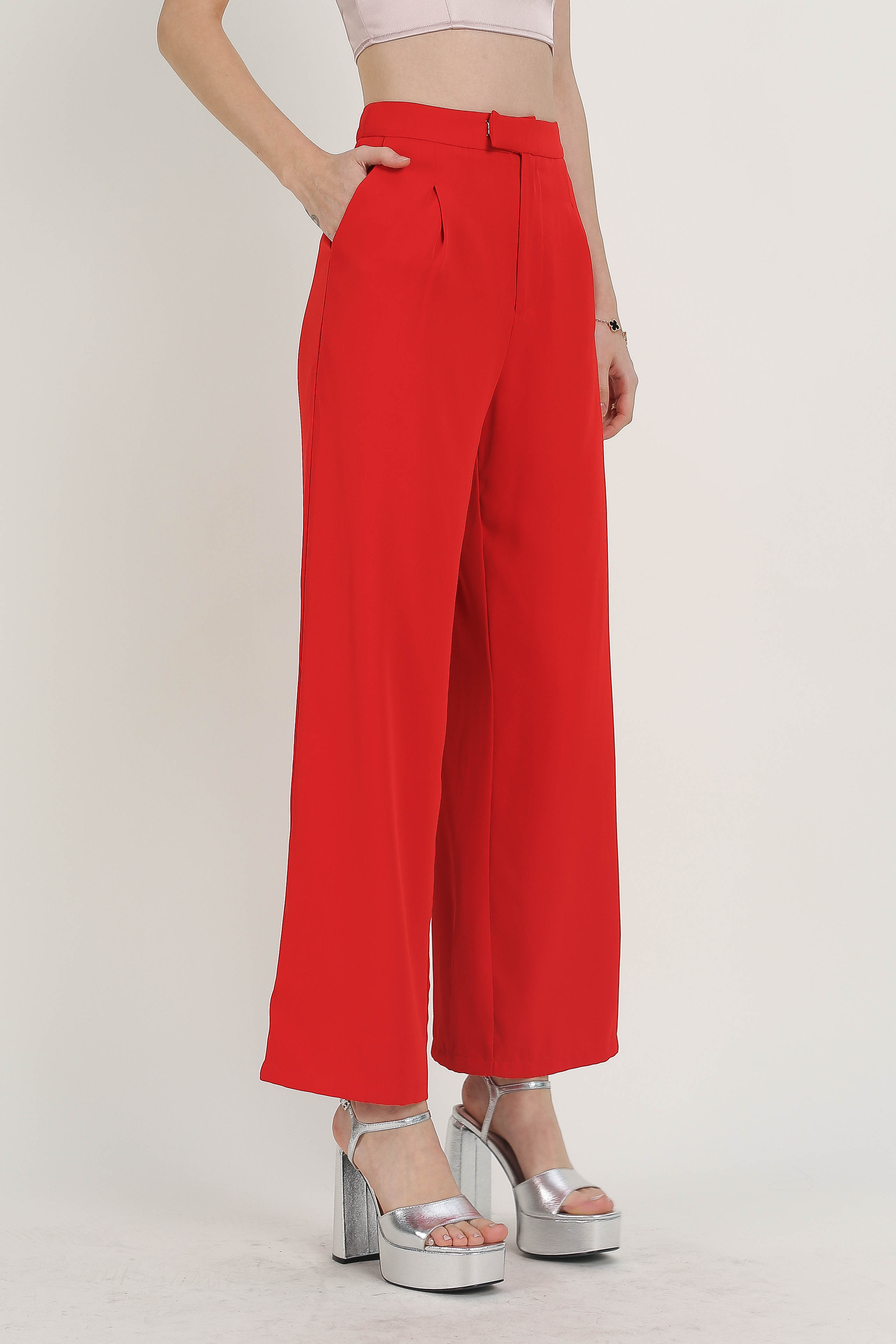 WESLEY WIDE LEG PANTS (FIRE TRUCK RED)