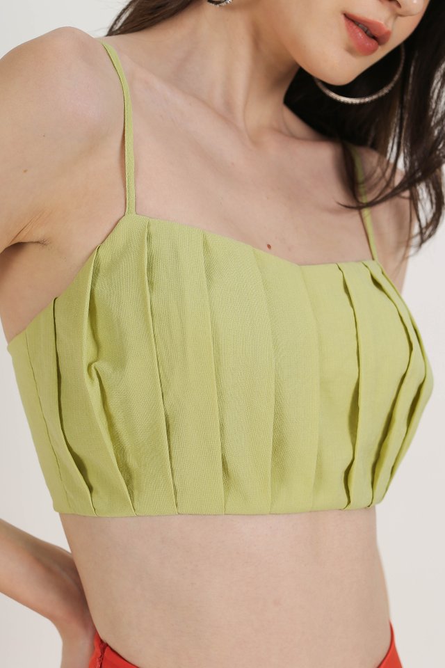 PEGGY PLEATED TOP (PISTACHIO GREEN)