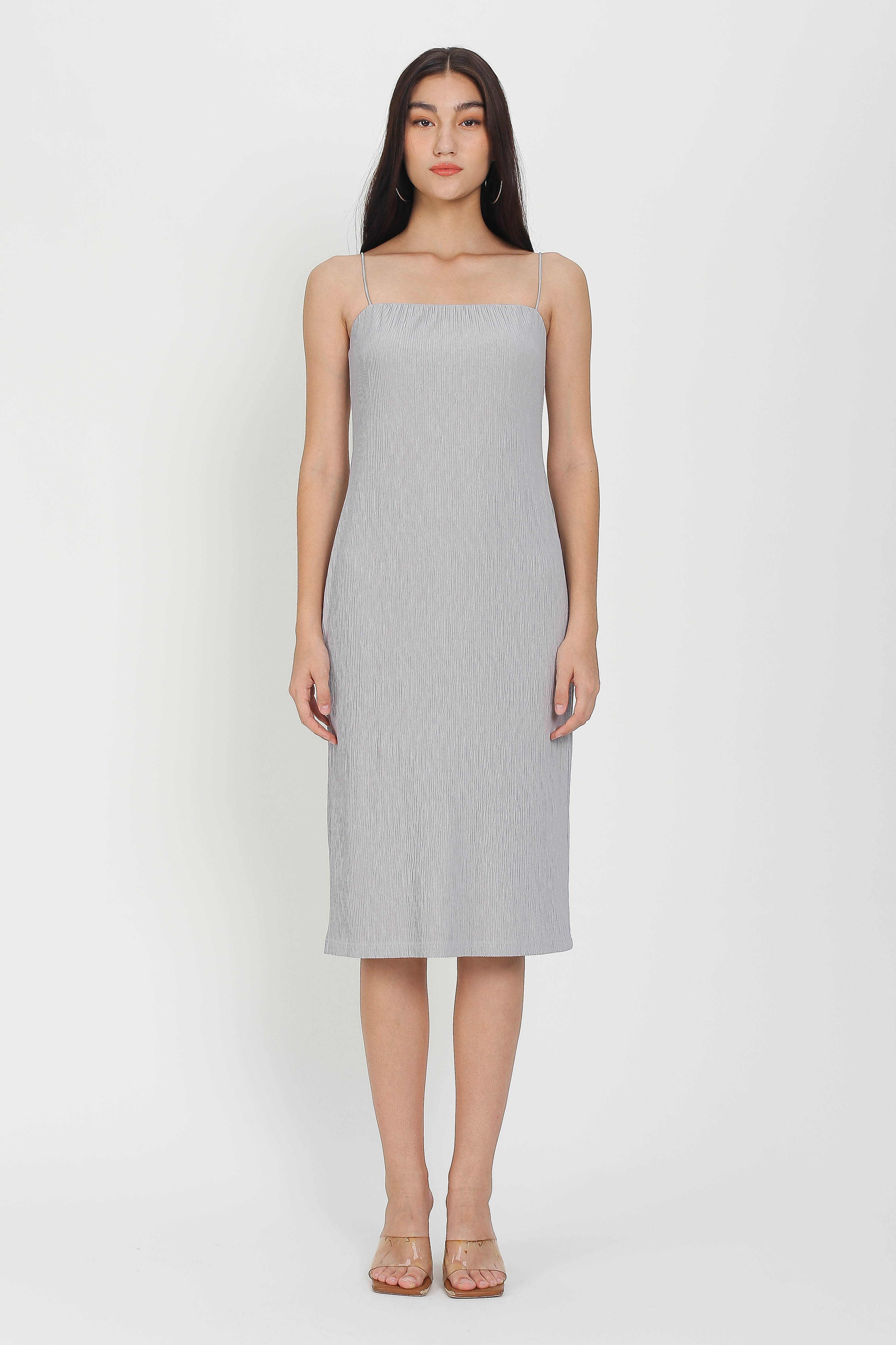 TYLA TEXTURED DRESS (LIGHT GREY)