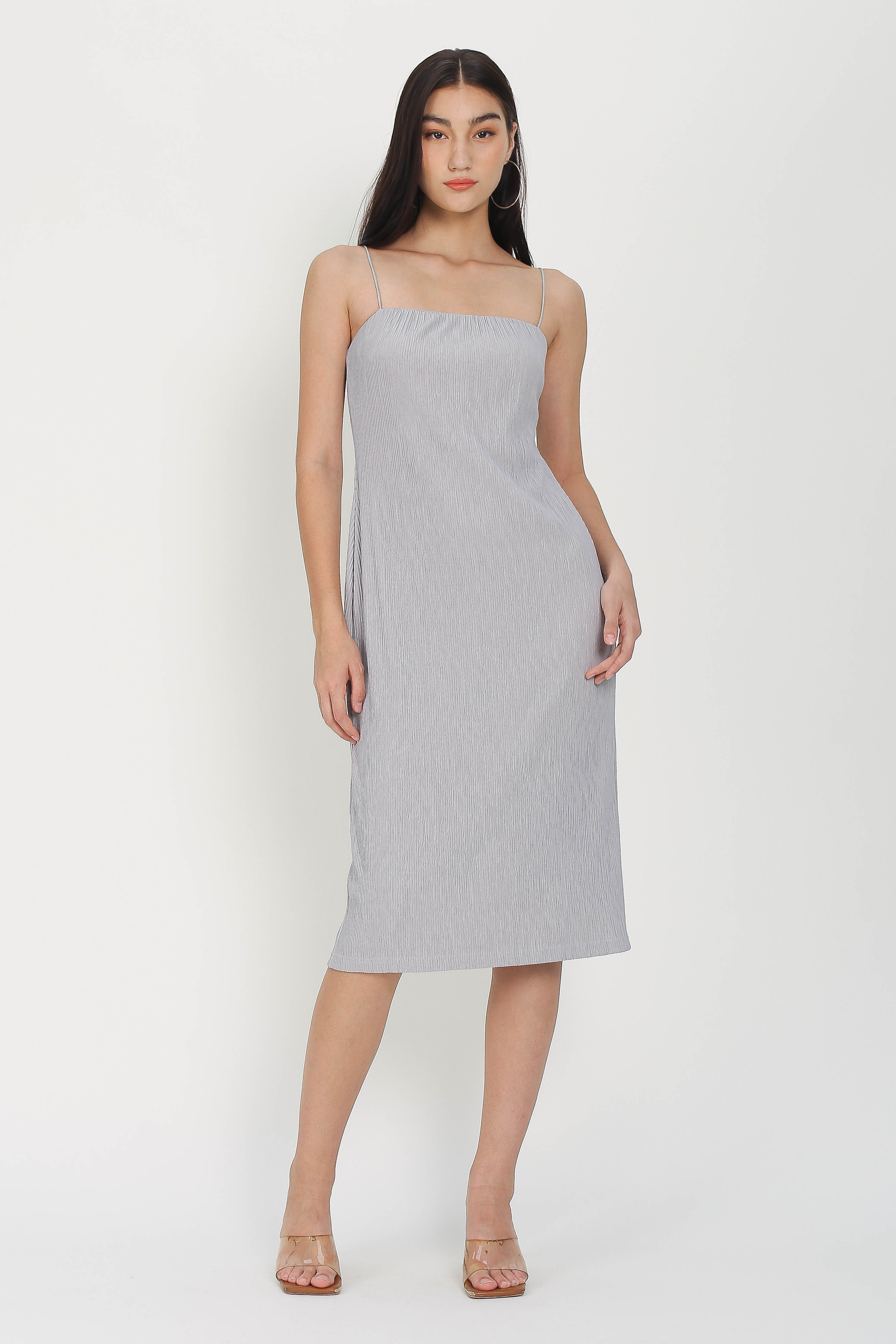 TYLA TEXTURED DRESS (LIGHT GREY)